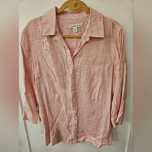 NWT - Linen Coldwater Creek Light Cherry Button Down/Camp Shirt - XL